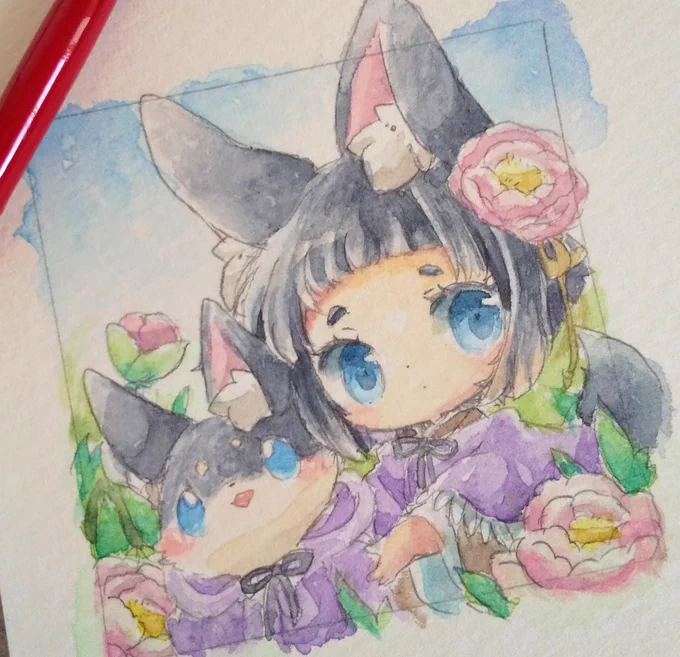 ミニ原画用の絵を塗る作業…