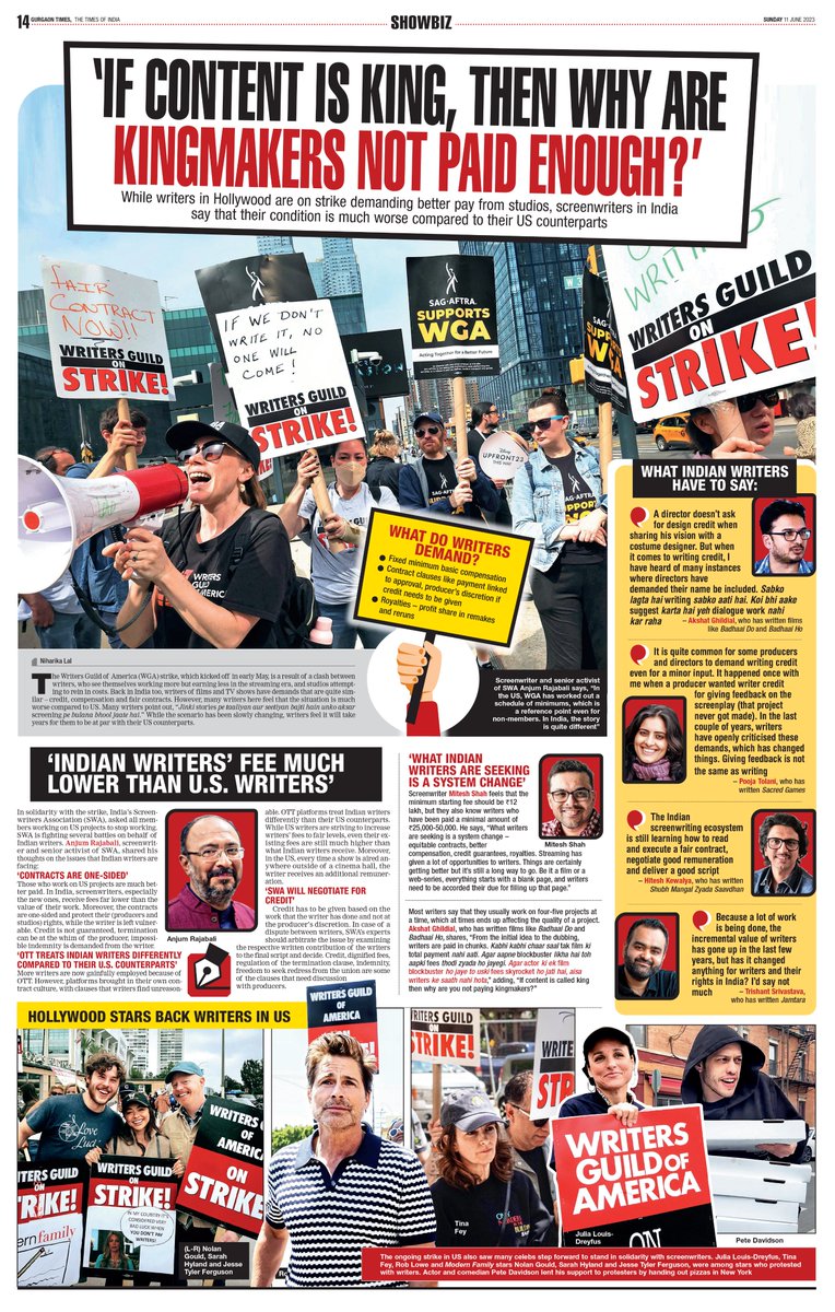 “What writers are seeking is a system change – equitable contracts, credit guarantees, royalties” Amid the #WritersStrike in #US, Indian #writers say that while the scenario has been slowly changing, it will take a long time for them to be at par with their US counterparts