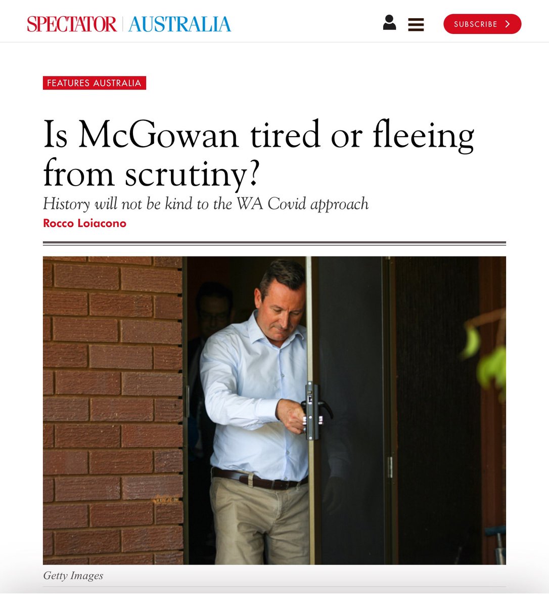 Is McGowan tired or fleeing from scrutiny?

The sudden resignation of Mark McGowan as Western Australian Premier leads to one question: why? When another very popular WA Labor premier, Brian Burke, resigned in 1988 to take up the job of Ambassador to Ireland and the Holy See, he,