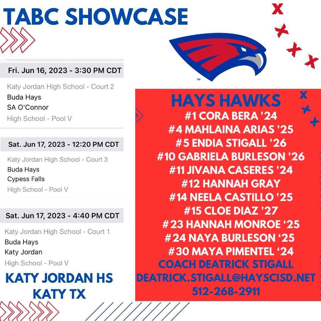 🗣Catch me and my @lady_hays teammates at the TABC Showcase in Katy!!!🟥🟦 #HAWKYEAH 👏🏽👏🏽👏🏽
@hoopshop_GBR @ACH_GBB
@girlzprepreport @PBRhoops @PGHTexas @IMCOMING_INC @PassThaBall @FlxAtx