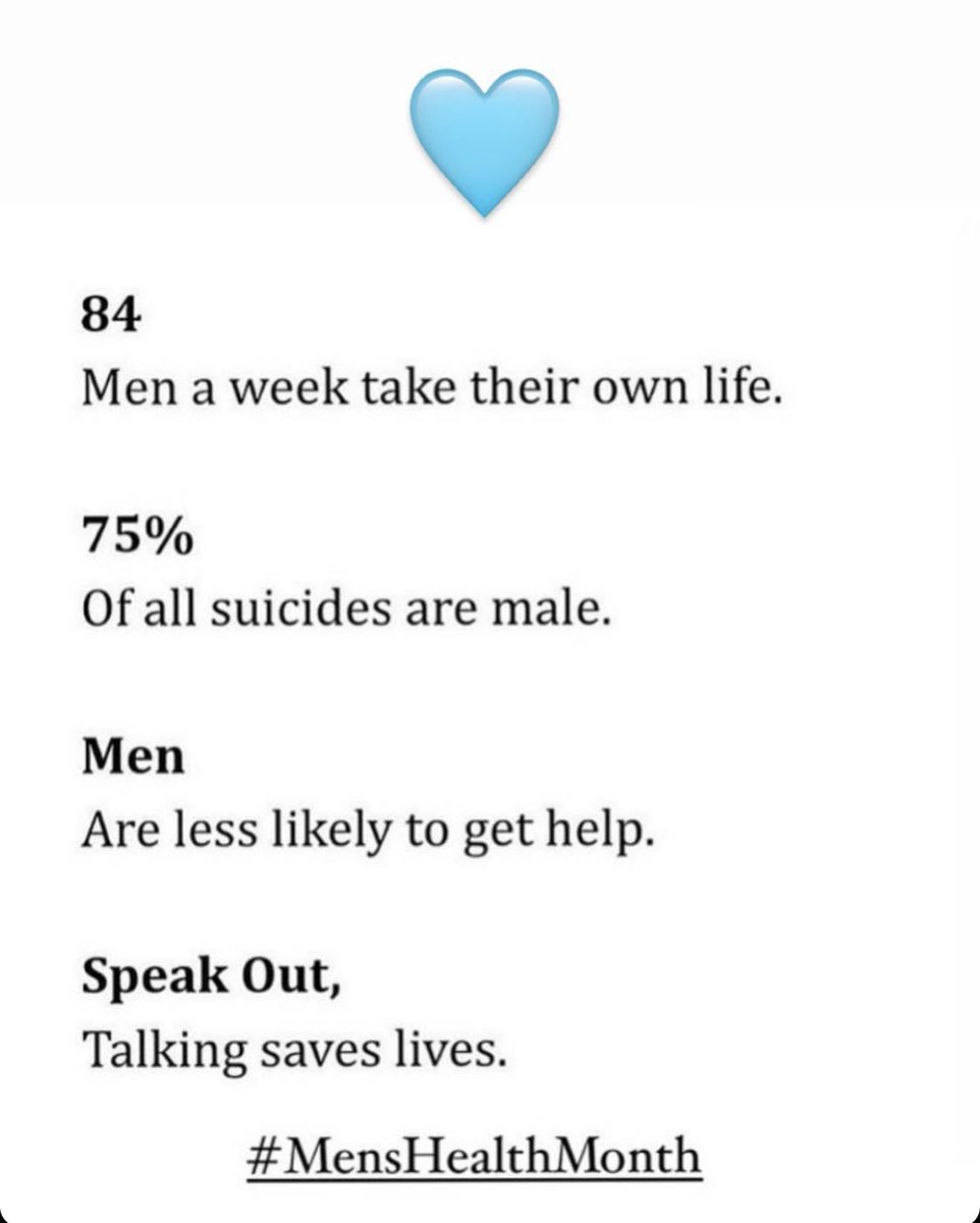 #MensHealthMonth I’m always here for my male friends. Even if you’re not my “friend” you can always contact me if you’re ever needing someone to talk to. 🩵