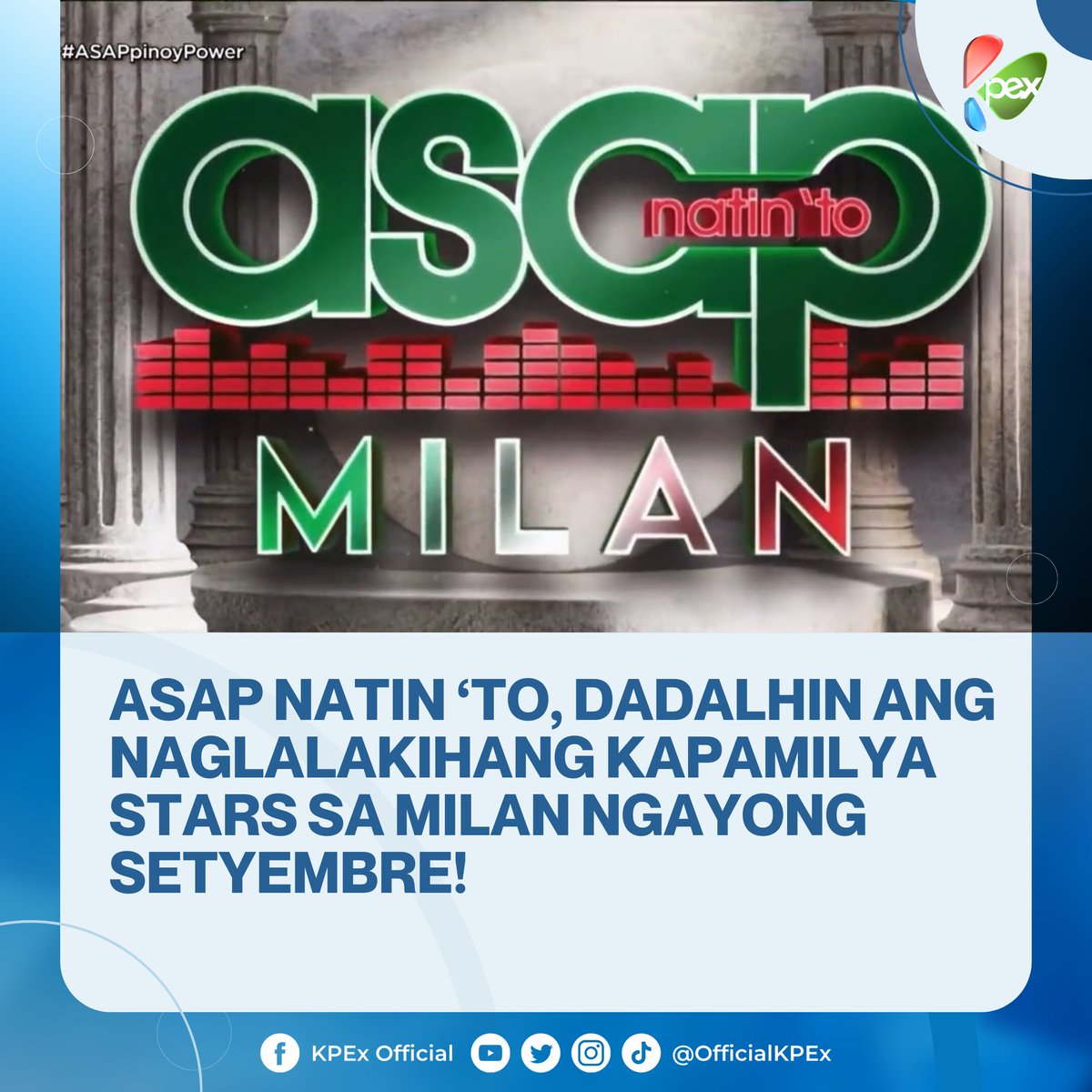 JUST IN: ASAP Natin ‘To, bibitbitin ang naglalakihang Kapamilya stars para sa engrandeng selebrasyon sa Milan, Italy ngayong September 10 sa Mediolanum Forum Milano! 

@ASAPOfficial 
@KapamilyaTFC