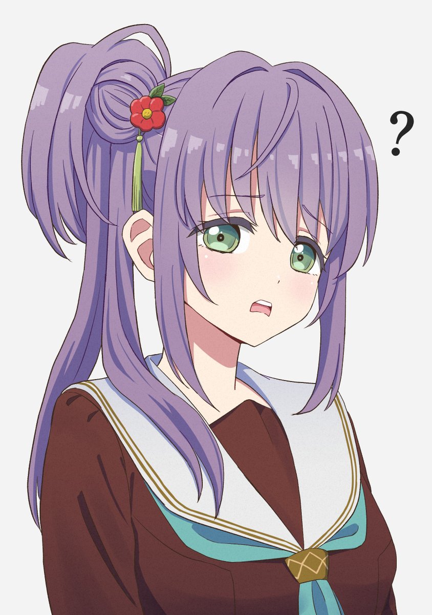 1girl solo school uniform purple hair ? green eyes upper body  illustration images