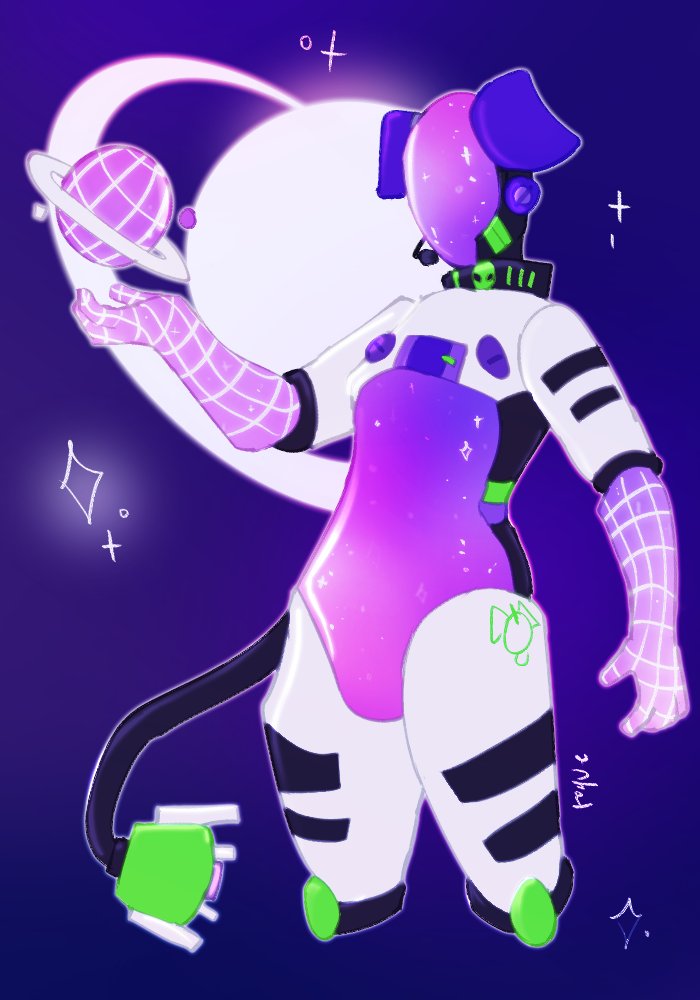 look at the silly space dog design i adopted their name is t minus
#originalcharacter #robotoc #robotart #closedspecies #digitalart