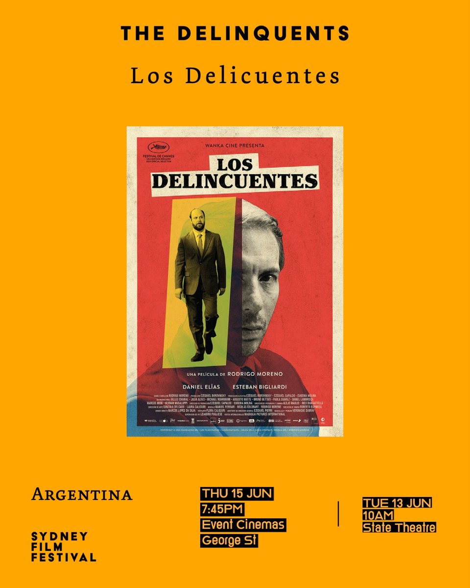 📽️ ¡Prepárate para una experiencia cinematográfica intensa con 'Los Delincuentes' de Rodrigo Moreno!
En el <a href="/sydfilmfest/">Sydney Film Festival</a> este 13 y 15 de Junio
#LosDelincuentes #Cine #RodrigoMoreno