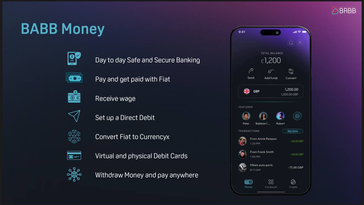 Thomash83191's tweet photo. Educate yourself on #BABB & #ReDEFI | $BAX is the #utilityToken on #mainnet #RDF20 | #MultiChain #blockchain getting launched soon to provide #financial services to B2C B2B. #DebitCard incoming‼️🔥💳🏦 #Banking #fintech $XRP $XLM $BTC $Sol $MATIC $ADA $VRA #BTC #banks #crypto https://t.co/VYh7CmE5Qp