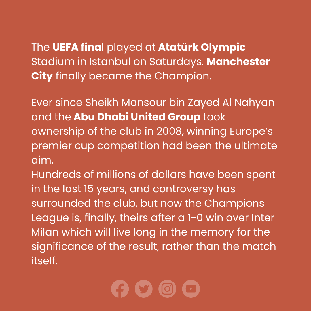 MediaCorridor's tweet photo. Manchester City win Champions League and dream ‘treble’ as Rodri goal beats Inter in Istanbul
#mediacorridor #uefachampionsleague #uefa #soccer #manchestercityfc #intermilanfc #atatürkolimpiyatstadı #istanbul #UCLfinal #UCLFinal2023 #football https://t.co/o5AE2czEl0