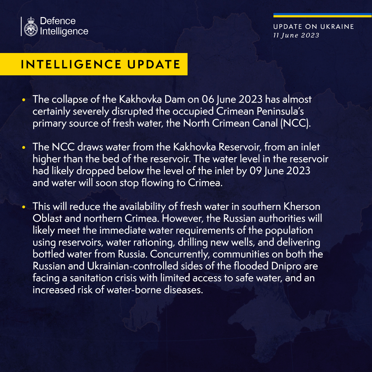 Latest Defence Intelligence update on the situation in Ukraine - 11 June 2023.