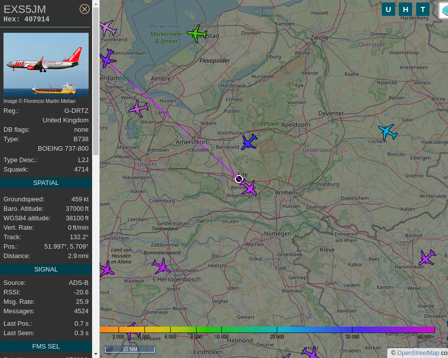 AboveEde's tweet image. #EXS5JM : #EDI (Edinburgh, Scotland) to #PVK (Preveza). 0.5 mi away @ 37000 ft and 86.1° frm hrzn, heading SE @ 604.6mi/h 08:12:59. #WayTheHeckUpThere #FlyingFast #ADSB #dump1090