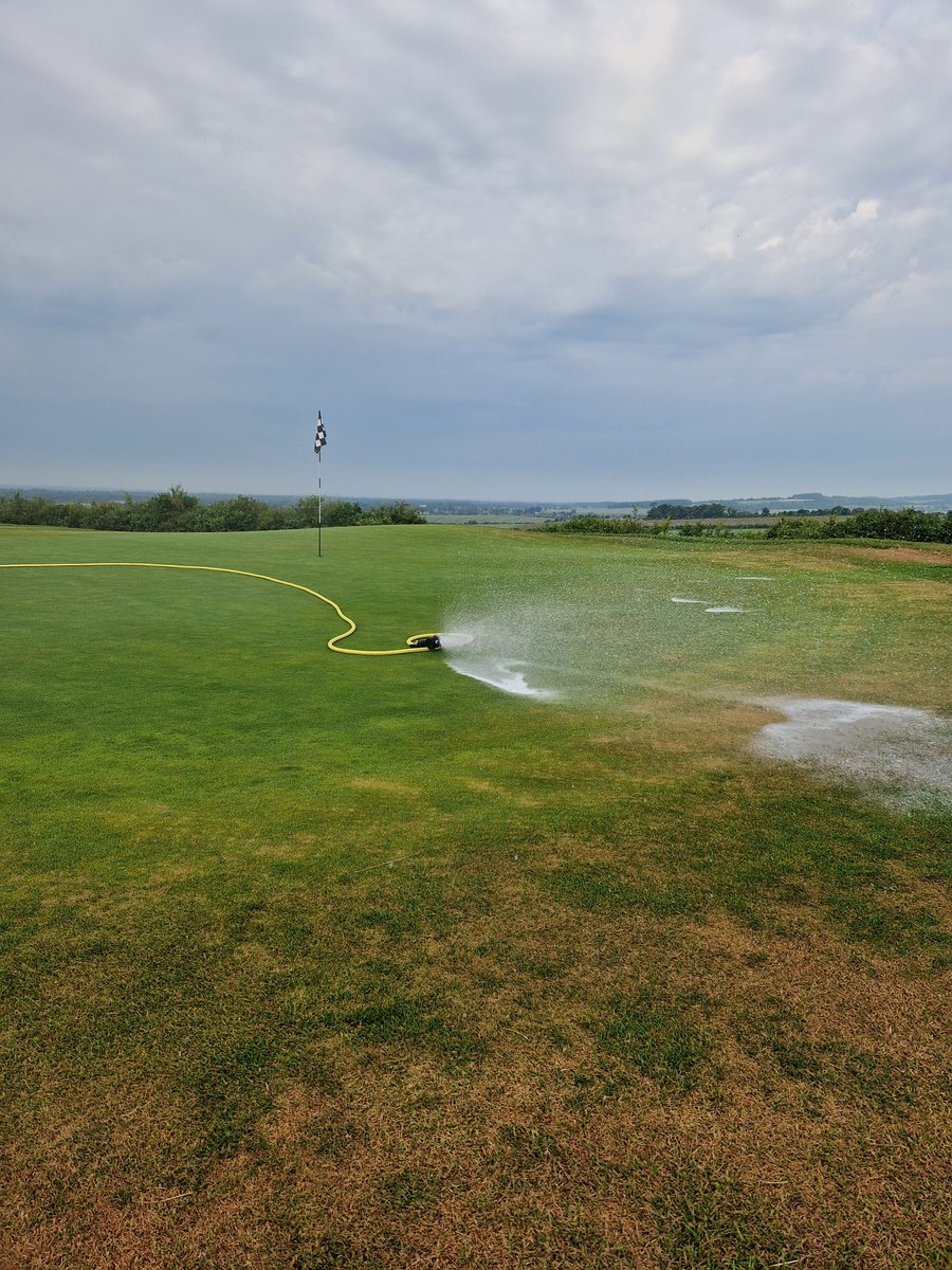 d_cornish1986's tweet photo. It's that time of year again hand watering everyday, can't physically put enough water down @goodwood_golf #thedownscourse #handwatering #greenkeeping #drought #potentialthunderstormlater https://t.co/BMsZ2R89Mc