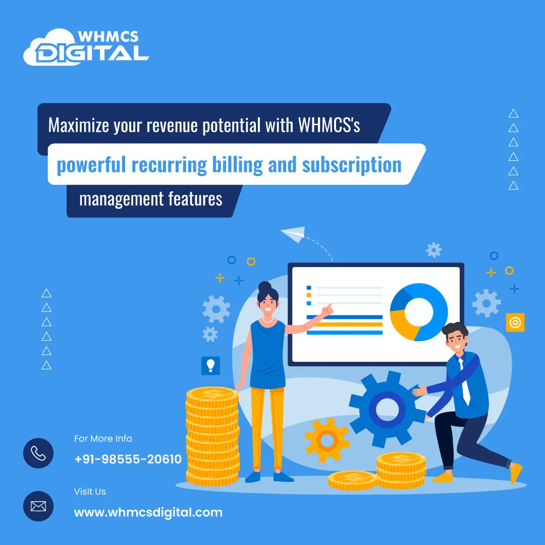 💰 Maximize revenue potential with WHMCS's powerful recurring billing and subscription management features! 🔄💼 Streamline your billing processes, boost customer retention, and unlock consistent revenue streams. Let's supercharge your business! 🚀💸 

#WhmcsDigital