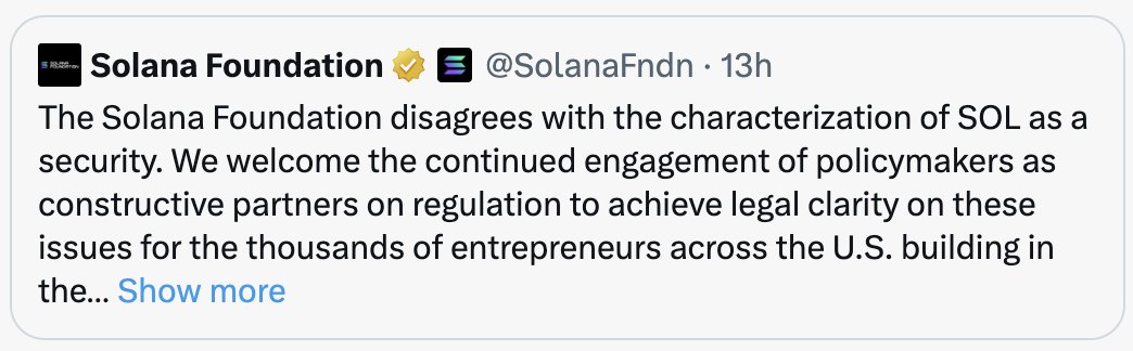 cryptomacro14's tweet image. JUST IN:🚨#Solana Foundation  dispute being labelled a security by SEC #crypto