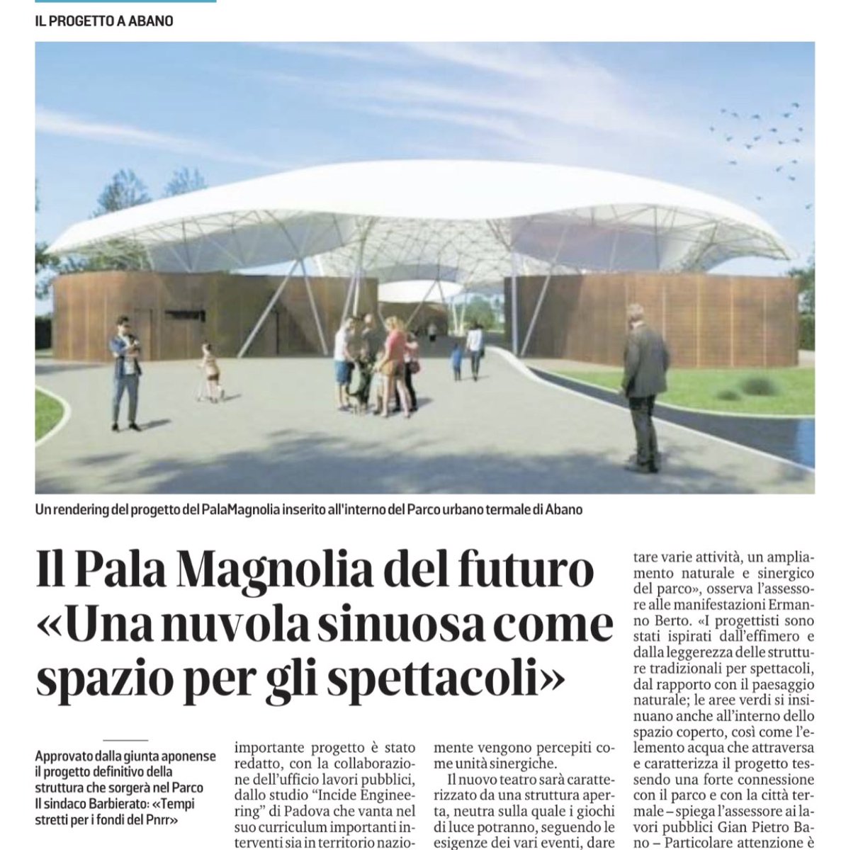 Il #PNRR diventa realtà : il nuovo Pala magnolia sostituirà quello attuale, con nuove funzioni, opportunità e innovazioni.
Progetto definitivo approvato e consegna lavori entro 2023.
Abano #Terme c'è 👍 
#abanoterme