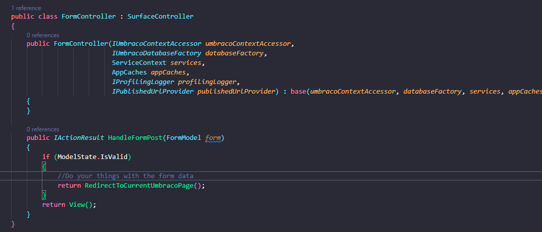 umbradol's tweet image. How do you submit a form to a controller? Surface Controllers are your friends.
Use Html.BeginUmbracoForm with your controller and method names.
#umbraco