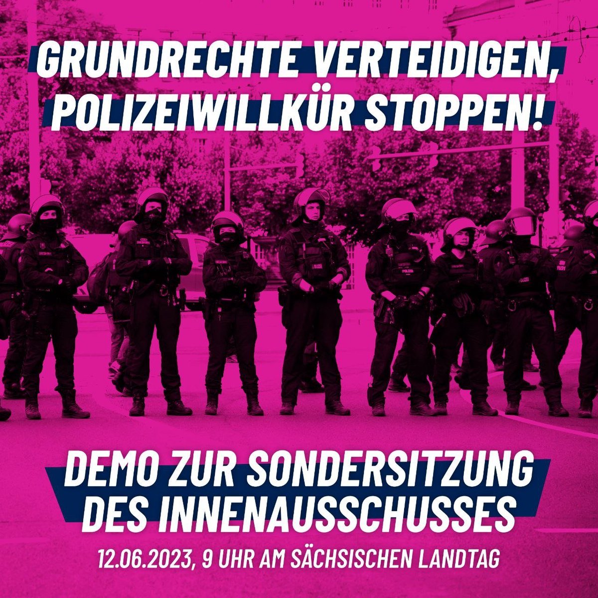 In 24h ist wieder Demo: Wir sehen uns morgen um 9 vor dem sächsischen Landtag zur Sondersitzung des Innenausschuss! 

Gegen Polizei- und Behördenwillkür!

Auf eine erneute Versammlungsleitung mit <a href="/LutzThies/">Lutz Thies</a> :)

#dd1206 #le0306