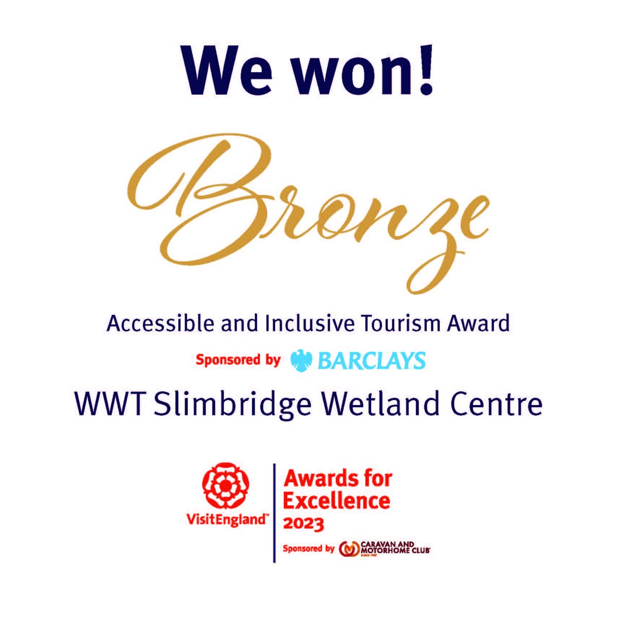 We're extremely proud to have won Bronze in the @VisitEngland Awards for Excellence 2023, for #Accessible & #Inclusive Tourism. 💙

Well done to our dedicated staff & volunteers for helping bring everyone closer to nature.🌿

#SundaySuccess #VEAwards2023 @VisitEnglandBiz