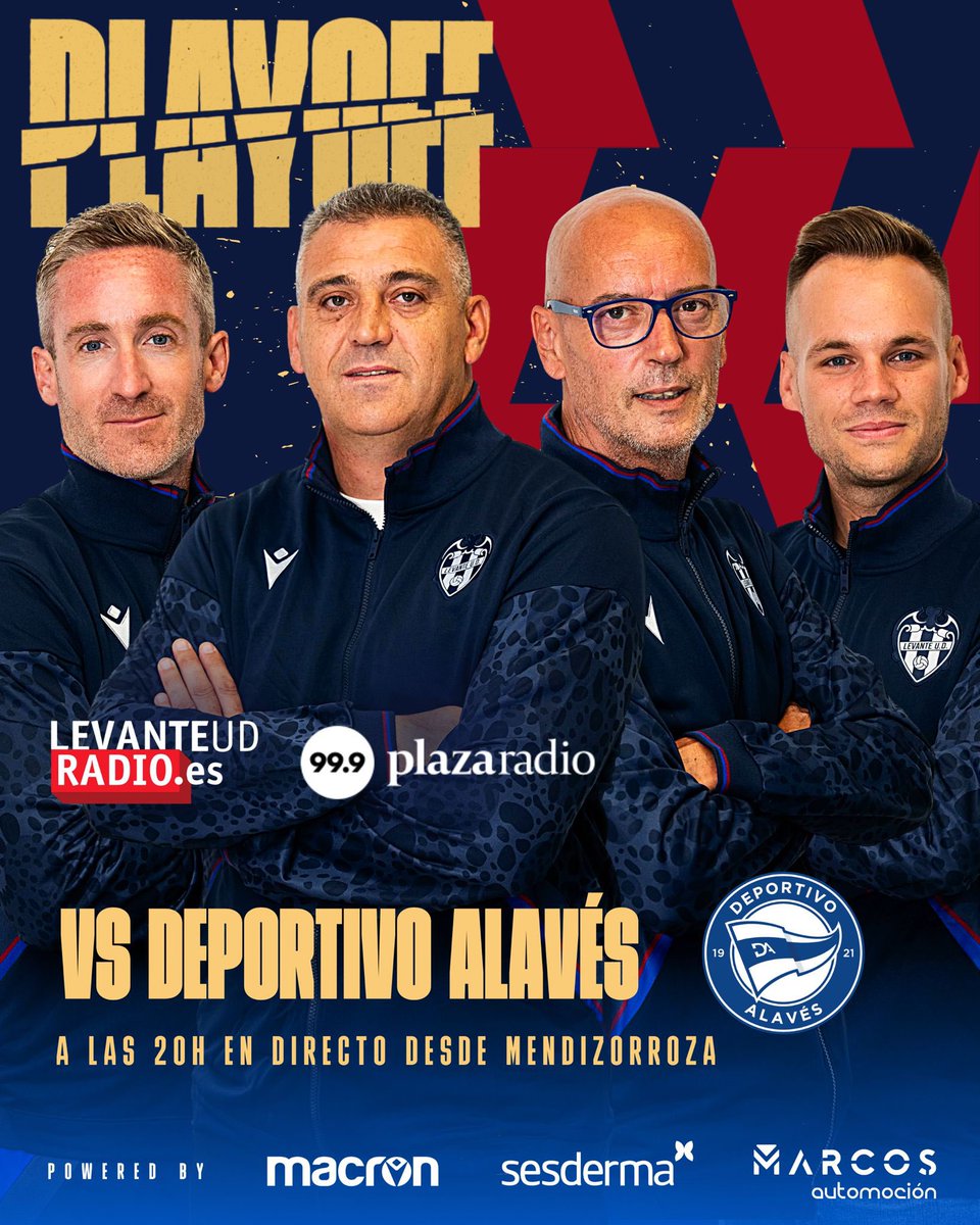 ⚔️ La etapa 𝐅𝐈𝐍𝐀𝐋 ⚔️

Disfruta este domingo (21h) del #AlavésLevante de ida de la final del 𝑝𝑙𝑎𝑦𝑜𝑓𝑓 en clave granota con el equipo de #LUDLive 🐸 

🎙 𝘜𝘯𝘢 𝘩𝘰𝘳𝘢 𝘥𝘦 𝘱𝘳𝘦𝘷𝘪𝘢
📻 𝟵𝟵.𝟵 𝗙𝗠 @999plazaradio 
🖥 levanteudradio.es

#OrgullGranota 🔵🔴