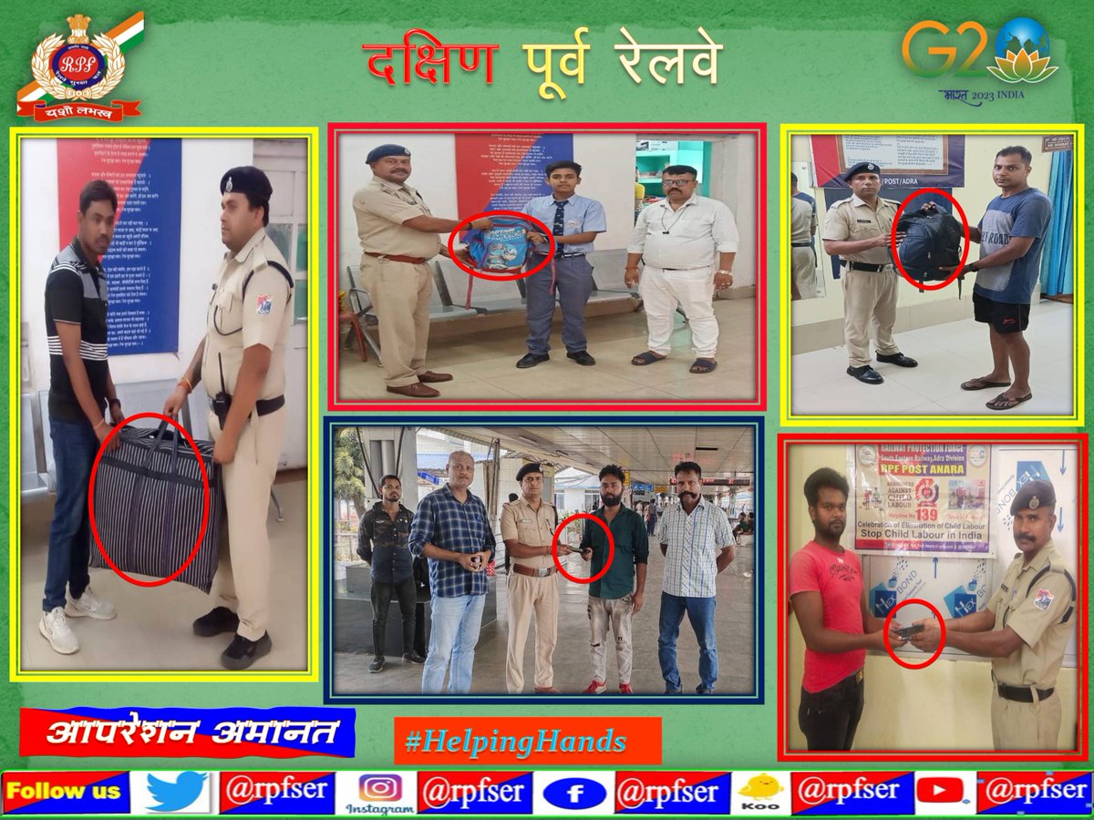 #RPFSER #OperationAmanat: - On 10.06.2023 Left behind luggage of bonafide passengers (value Rs.37,299/- approx.) have been handed over to them by RPF South Eastern Railway. #RPF_INDIA #RPF #SaveFuture #SewaHiSankalp