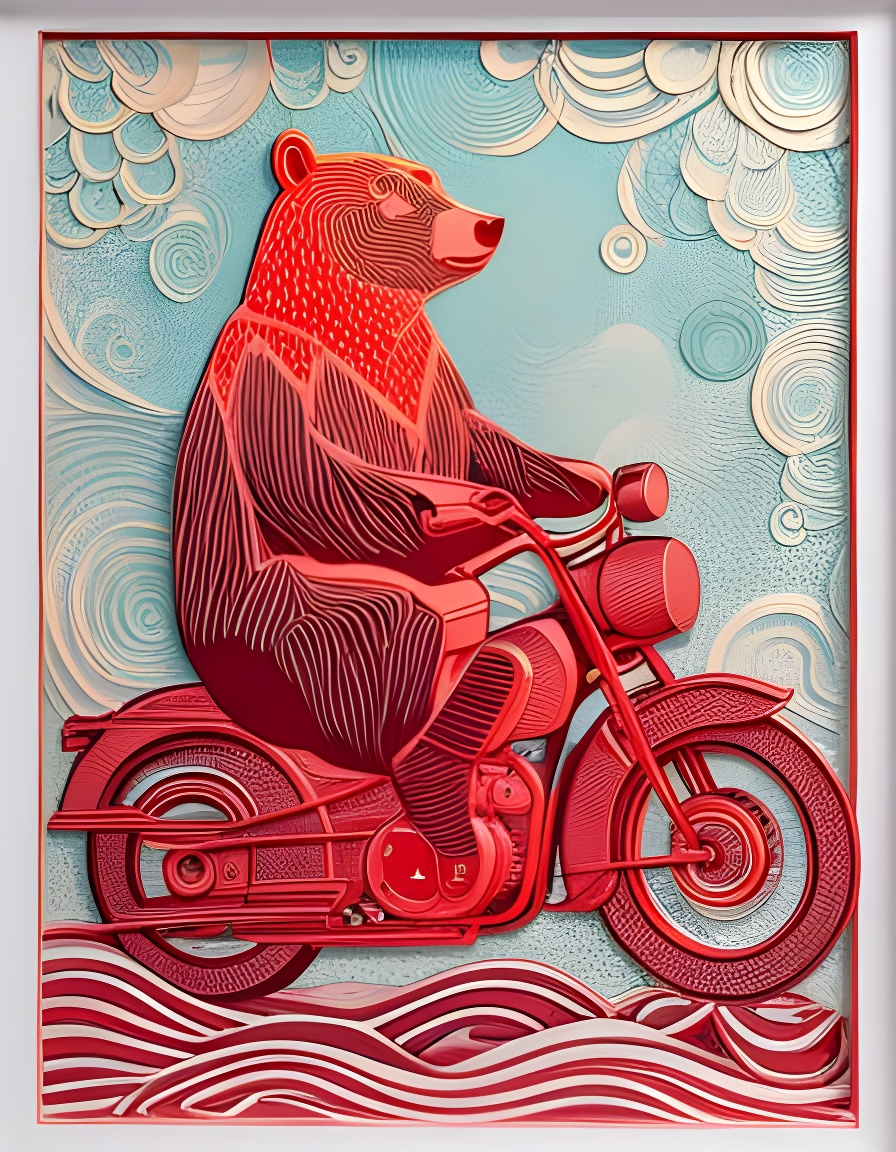 sos_escapisme's tweet photo. Born to be Bear

- made with NightCafe Creator  https://t.co/oYxgITR71G
#aiart #nightcafe #digitalart #vqganclip #stablediffusion #sdxl #sculpture #paper #layers #bear #motorbike #animals
via @NightcafeStudio https://t.co/qxGej0aL1b