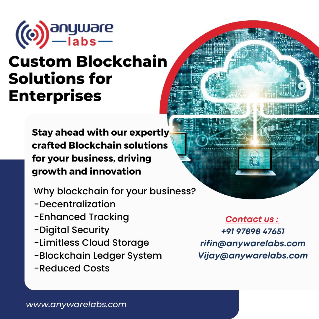 anywarelabsch's tweet image. Visit: anywarelabs.com
Call @ 09789847651
Mail to rifin@anywarelabs.com
vijay@anywarelabs.com

#anywarelabs #blockchain #blockchaintechnology #internetofthings #blockchainrevolution #blockchaindevelopment