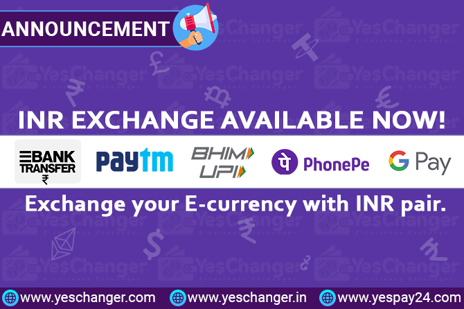YesChanger's tweet photo. INR EXCHANGE AVAILABLE NOW! #Yeschanger added most demandable exchange Pair #Paytm #UPI #Phonepe #Gpay #Bank_Transfer_INR to our list. You can Exchange your E-currency with INR pair. 
Happy Exchange! 
https://t.co/SoJFkGWEKY 
https://t.co/rdOJJ3rjlp 
https://t.co/REiGdVdKa4🇮🇳 https://t.co/SbWnqkv5NP