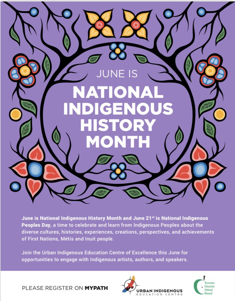 In June we celebrate National Indigenous History Month & Two-Spirit/Indigiqueer Pride! When June is over this work & learning should continue to engage First Nations, Métis & Inuit voices, joy, brilliance & thrivance! See etfofnmi.ca/wp-content/upl… for classroom learning