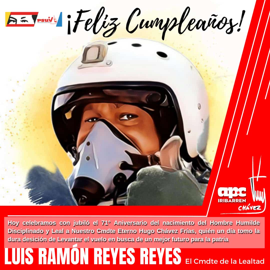 #11Jun Hoy celebramos el cumpleaños de uno de los héroes de la Patria nuestro  Comandante Luís Reyes Reyes (@luisreyespsuv) 

@NicolasMaduro
@dcabellor @PartidoPSUV
@jorgerpsuv
@LuisJonasReyes
@VTVcanal8 @MichelCaballero

#VenezuelaGaranteDeLosDDHH