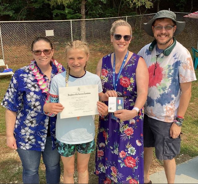 Zoey Horner was selected as the 2023 Daughter's of the American Revolution Award recipient for TCES!