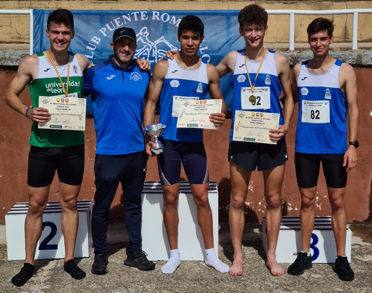 En el Trofeo Clausura "ESCUELA DE ATLETISMO CIUDAD DE ÁVILA – PUENTE ROMANILLOS" <a href="/puenteromanillo/">clubpuenteromanillos</a> en la prueba de 800m hoy en Ávila :
1° Ryan Barcala 1.51.49 mmp(sub18)
2° Guzmán Caballero 1.52.22 mmp
3° Juan Lucas 1.53.28 mmp(sub20)
4°Alejandro Galindo 1.56.12 mmp(sub23).