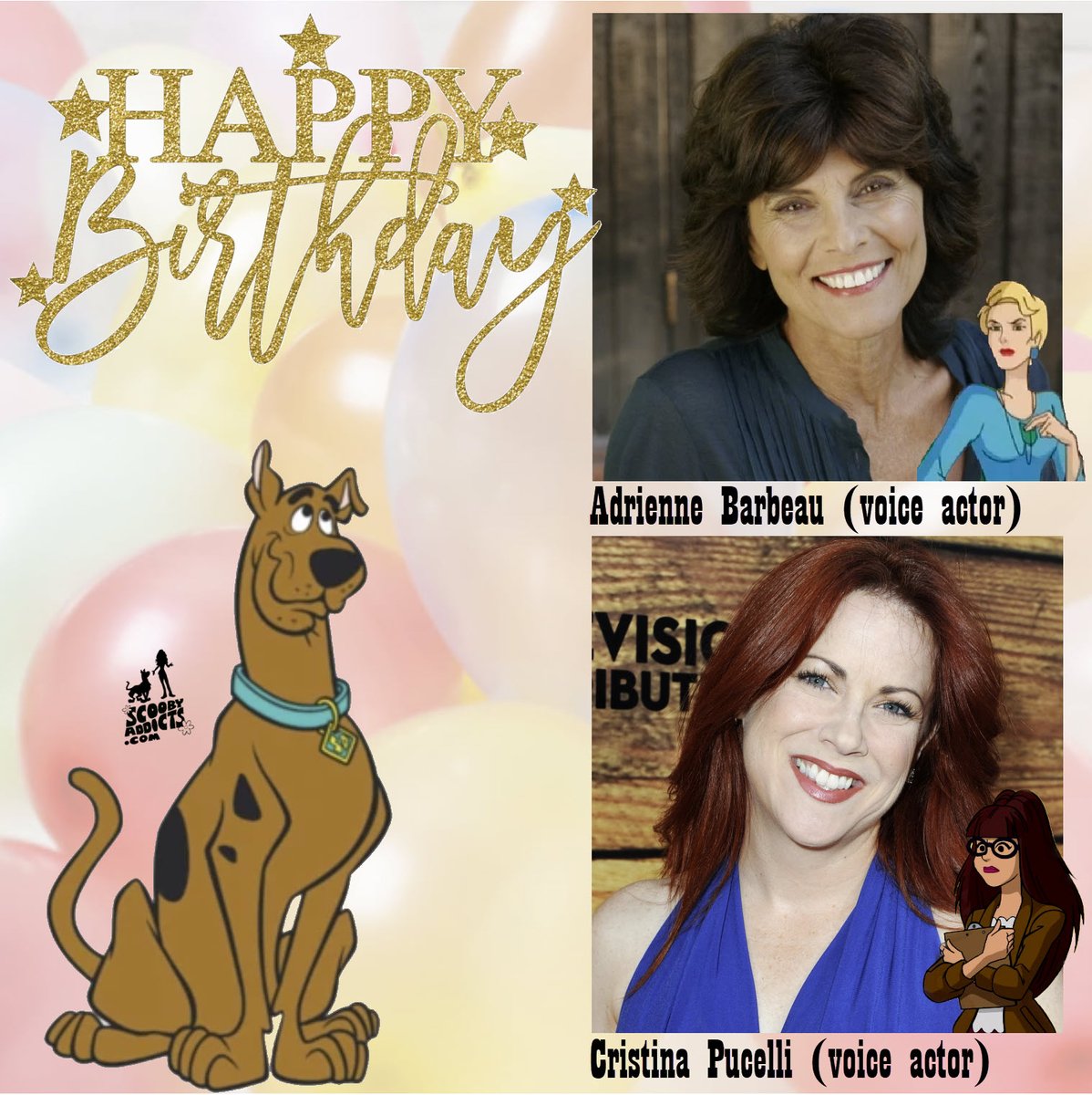 June 11 - #scoobydoohistory 

🎈HAPPY BIRTHDAY🎈

Adrienne Barbeau
Cristina Pucelli

#ScoobyDoo

scoobyaddicts.com