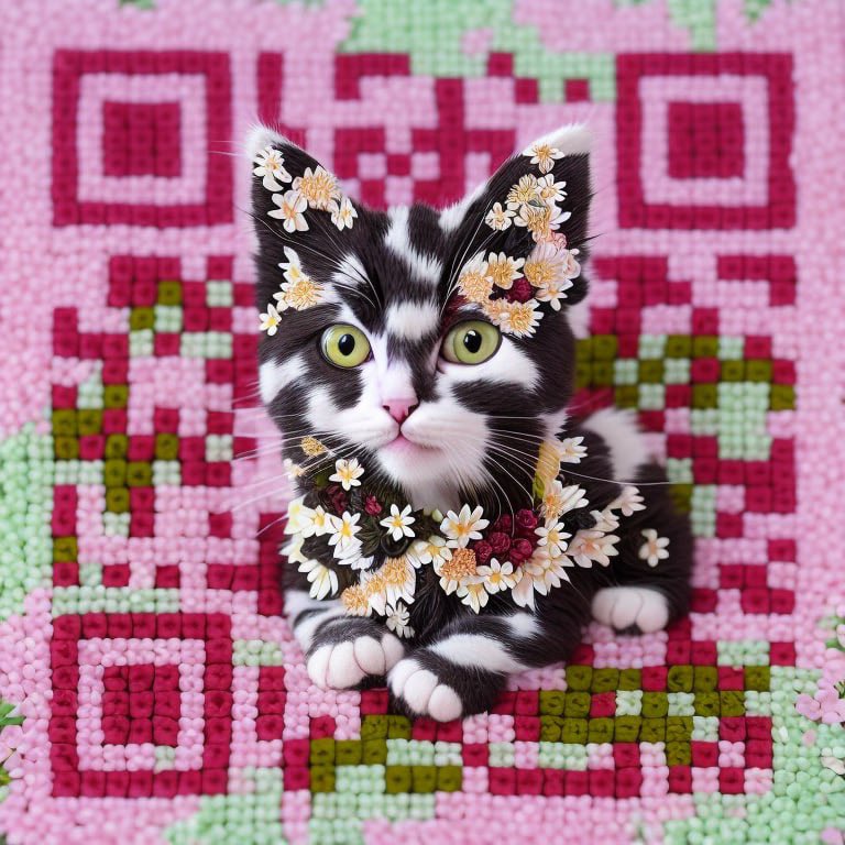SeanP_AI's tweet image. More QR Art Attempt here. Currently recruiting beta users @QuickQRArt #QRArt #QRArtAI #QuickQRArt #Cat #ControlNet #GPT4