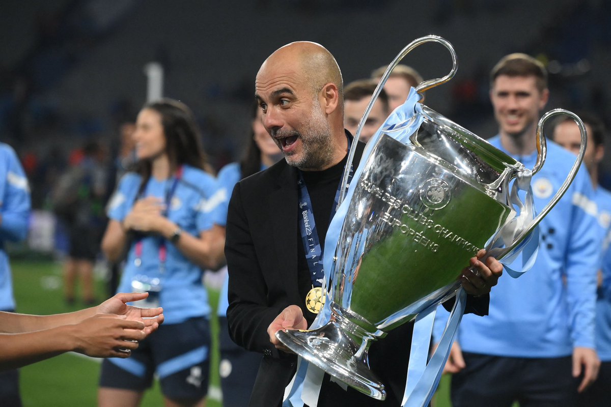 City_Chief's tweet photo. Ten Hag July 2022: “I admire Man City. But Eras come to and end.” 

June 2023: Pep Guardiola completes a historic Treble! https://t.co/txCkKR7HWX
