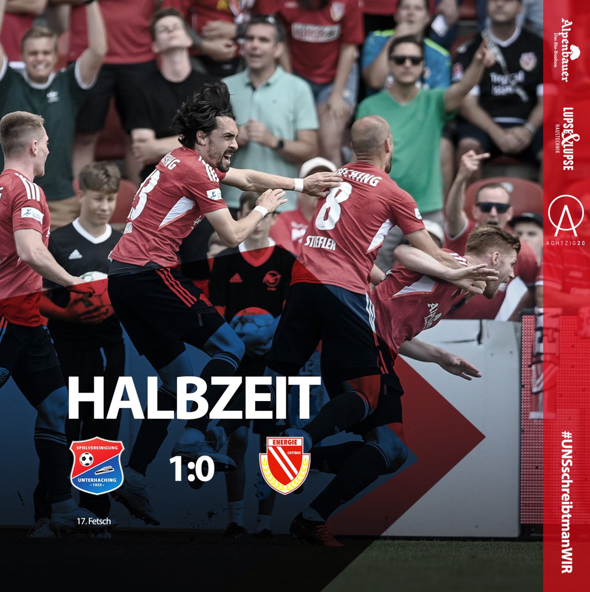 HALBZEITFÜHRUNG ‼️
Eine starke erste Hälfte der Spielvereinigung. Weiter so, Männer! 💪🏼
_____
#UHGFCE
#UNSschreibtmanWIR 🔴🔵