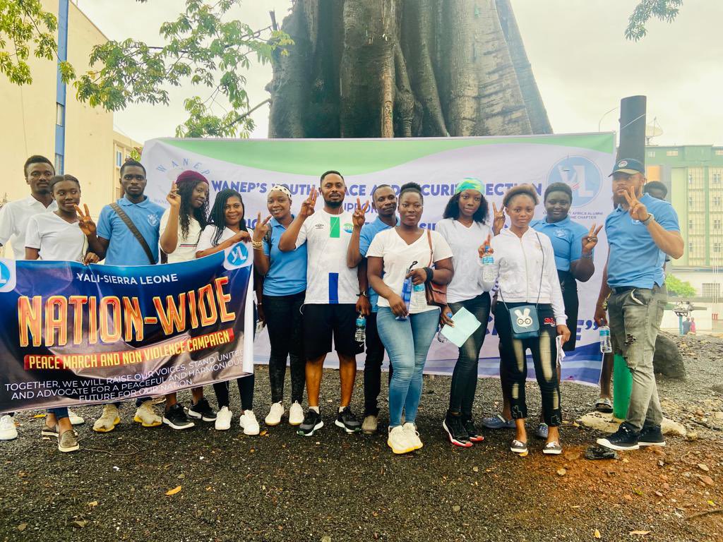 The Youth and Peace Education Component of WANEP-SL supports Young African Leaders Initiative Sierra Leone (YALI); in their peace march and non- violence campaign towards the upcoming elections in SL.
#YouthPeaceandSecurity