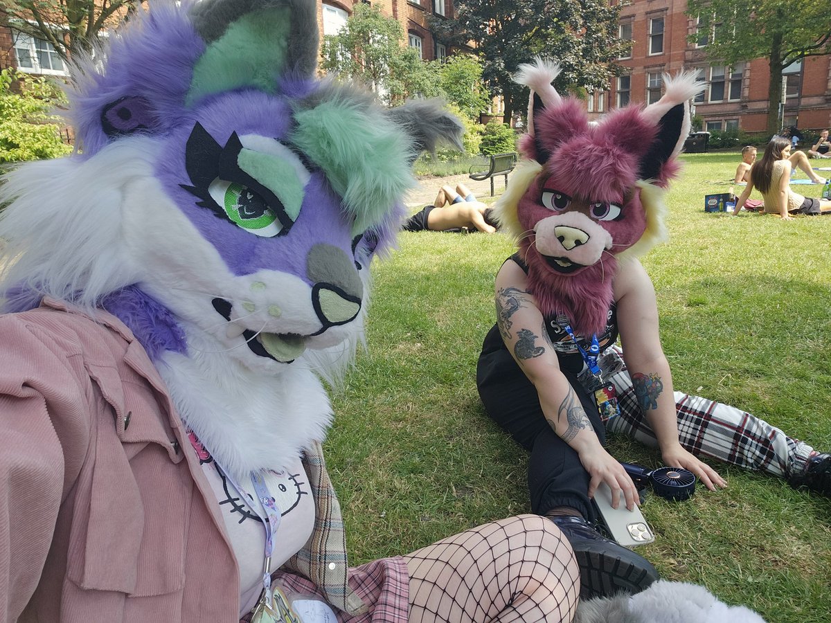 Mutt__teeth's tweet photo. Happy lynx day everyone ! ^_^ from sierra and rhubarb 
#furry #fursuit #fursuiting #manchesterfurs #mancfurs #furrycommunity #furryfandom #lynxday https://t.co/5akWsfsqC2