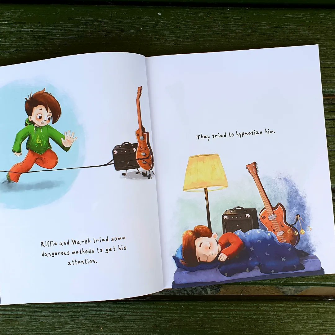 'Riffie and Marsh' is a story about a guitar and an amplifier, who are ready to do anything, absolutely anything to make their owner play again.
amazon.com/Riffie-Marsh-r…

#book #guitar #kidlitart #illustation #picturebook #music #author #childrensbookartist