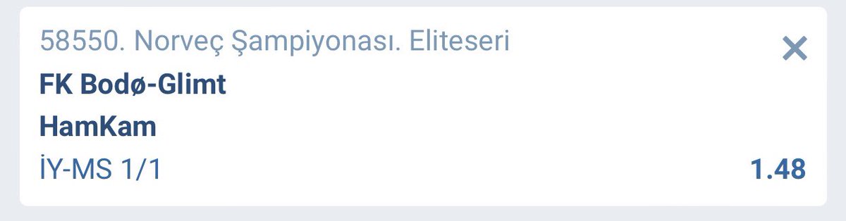 Norveç

Bodo-Glimt - Hamkam 

İlk yarı - maç sonu Bodo 

Bol şanslar ✌️

Link : bit.ly/3bvajuK