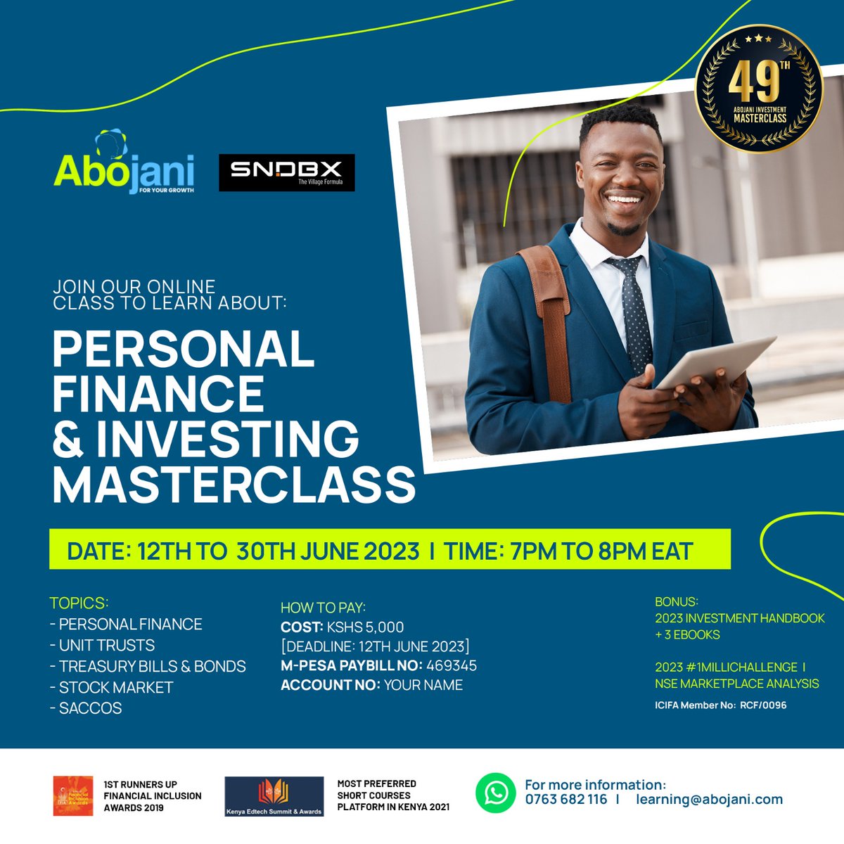 Whether you decide to join a Sacco or money market fund do your due diligence. @TheAbojani will be taking participants through SACCOs and Money Market Funds. 

Join our online masterclass and we will guide you to decide on Saccos Vs Money Market Funds. 8/8