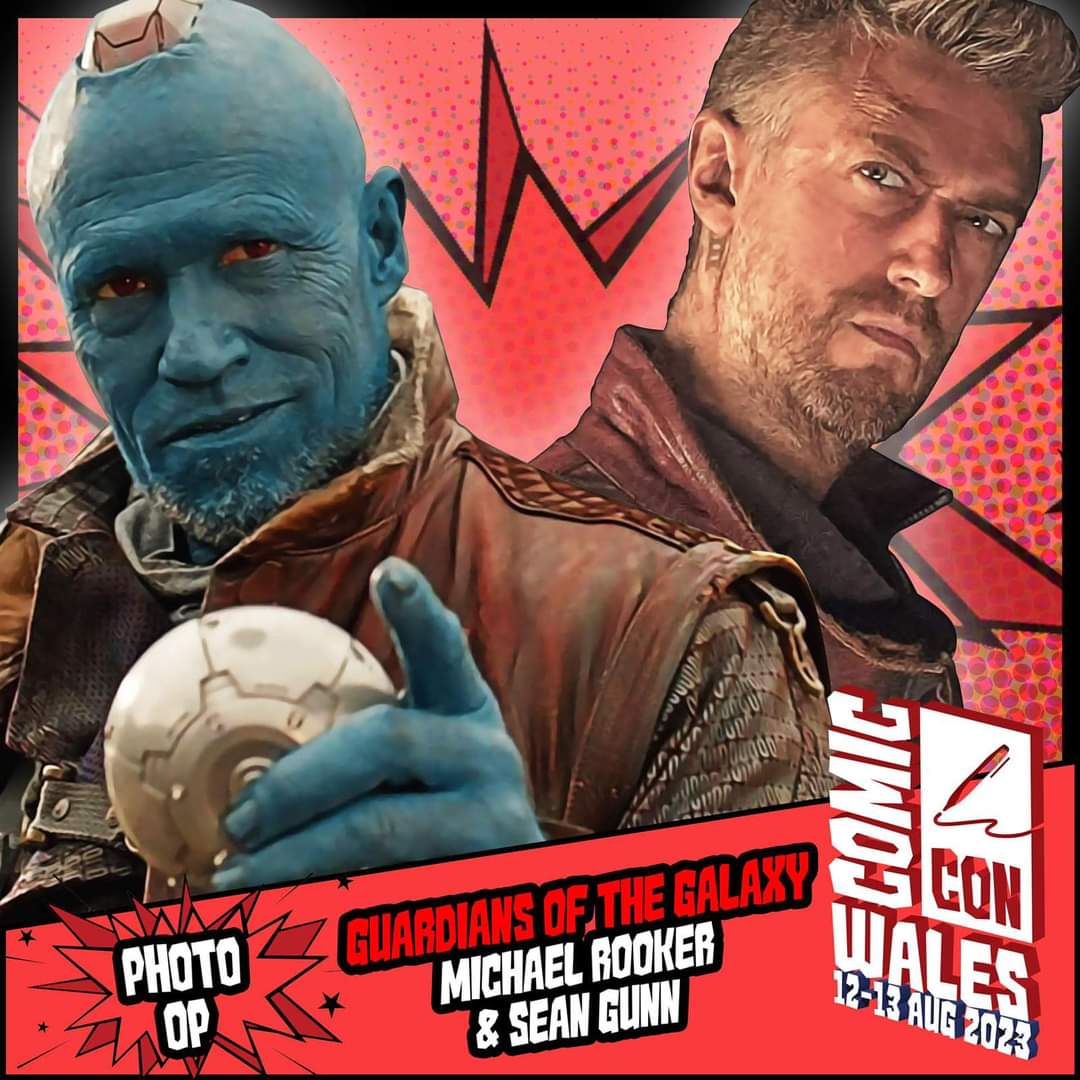 We will have an awesome duo op with The Ravagers, #GuardiansOfTheGalaxy    stars #MichaelRooker and @seangunn at #ComicConWales 

Tickets available here -

comicconventionwales.co.uk/tickets

#SeanGunn #GuardiansOfTheGalaxyVol3    #TheSuicideSquad #TheWalkingDead #WalesComicCon