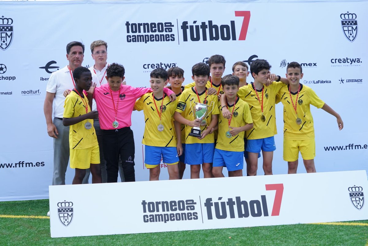 RFFM_oficial's tweet photo. 🏆  Torneo Campeones Fútbol 7

Primera Alevín
Campeón 
@reebokacademy
Subcampeón
@CiudadGetafeCF

Segunda Alevín
Campeón
@reebokacademy
Subcampeón
@CDTajamarFutbol 

#CampeonesFutbol7 https://t.co/kTY4AjX2BR