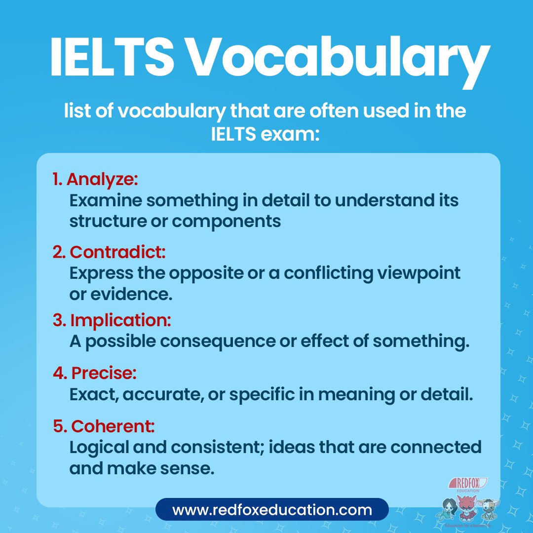 Boost Your IELTS Success: Essential IELTS Vocabulary!

IELTS Course: redfoxeducation.com/courses/ielts/…

Download & Register Our Mobile App:
GooglePlay:bit.ly/31lO56z
AppStore:apple.co/39UxPwl

#IELTSPrep #IELTSTips #IELTSStudy #IELTSVocabulary #Edtech #RedFoxEducation