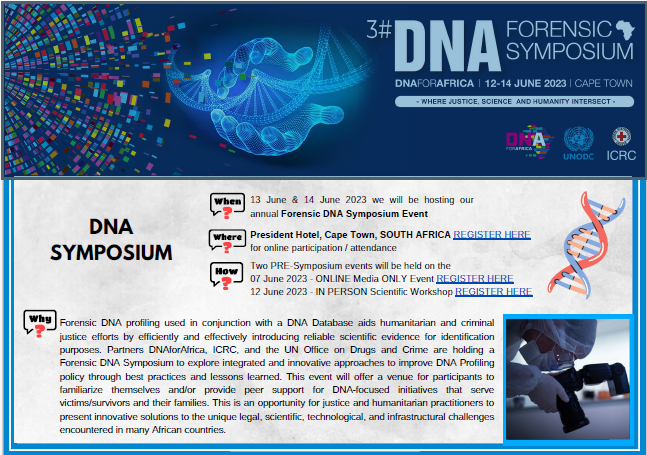 UNODC_ROSAF's tweet photo. " 📢🔊Join @UNODC_ROSAF at the unmissable DNA Symposium 🔬! Discover the latest forensic DNA 🧬 tech for justice in GBV cases. Connect with esteemed 🌍 experts 🔍

Register now : 👉🏾 https://t.co/PtAsD67ItC🧬🧡 #DNAForensics #JusticeForSurvivors" https://t.co/QnMADtZa4Q