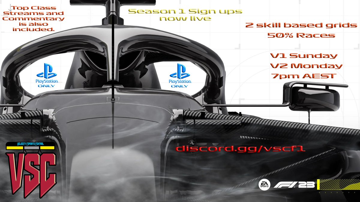 VSC_F1's tweet photo. VSC ARE LOOKING FOR Full-time and casual DRIVERS for SZN 1 F123

Are you?
-On playstation 4/5? 
-Available 7pm AEST Sunday or Monday
-Interested in clean, competitive racing and an amazing community?

Come join us!

https://t.co/6SDiY0qF6C https://t.co/tSgWh9p98a