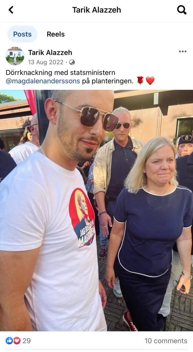 drdanielschatz's tweet photo. S-kommunpolitiker Tarik El-Ezeh (inbjuden till Malmökonferensen) delar bilder med partiledningen på sin offentliga FB-sida. Han delar även bilder på beväpnade martyrer, videor där israeler kallas "Judeo-Nazi" och han poserar med vapen. Är detta acceptabelt Magdalena Andersson? https://t.co/hUhVXpBtoY