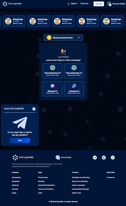 GoCryptoMe Launchpad front end development is almost complete!  Our team is excited to disrupt with the best user experience in the industry simplifying launches for project developers and investors.  Powered by $GCME token on $ETH and $BNB.