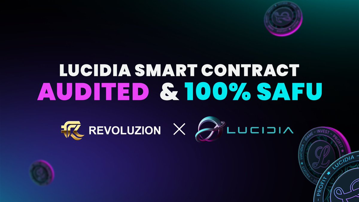 $LUCID Smart Contract 100% SAFU
Approved by @RevoluzionEco 
LFG!!! #lucidia #GameFi #TokenSale #P2ESpace #Web3Gaming #lucidiametaverse