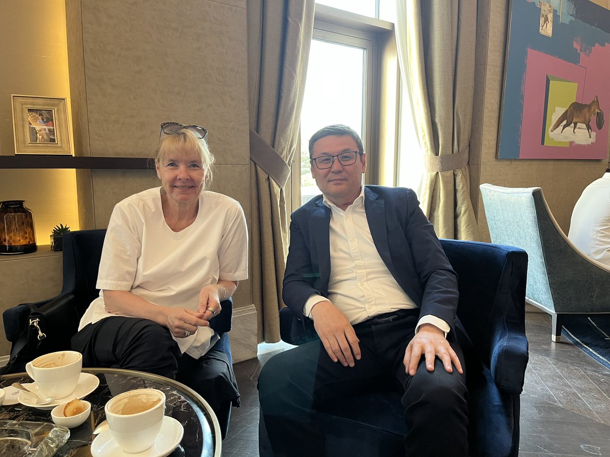 On this sunny and beautiful Sunday had a pleasure meeting with the special representative of the European Union in Central Asia HE Terhi Hakala. 
Invited Terhi Hakala to the approaching Central Asian Security and Cooperation forum that will  take place in Astana on July 13-14.