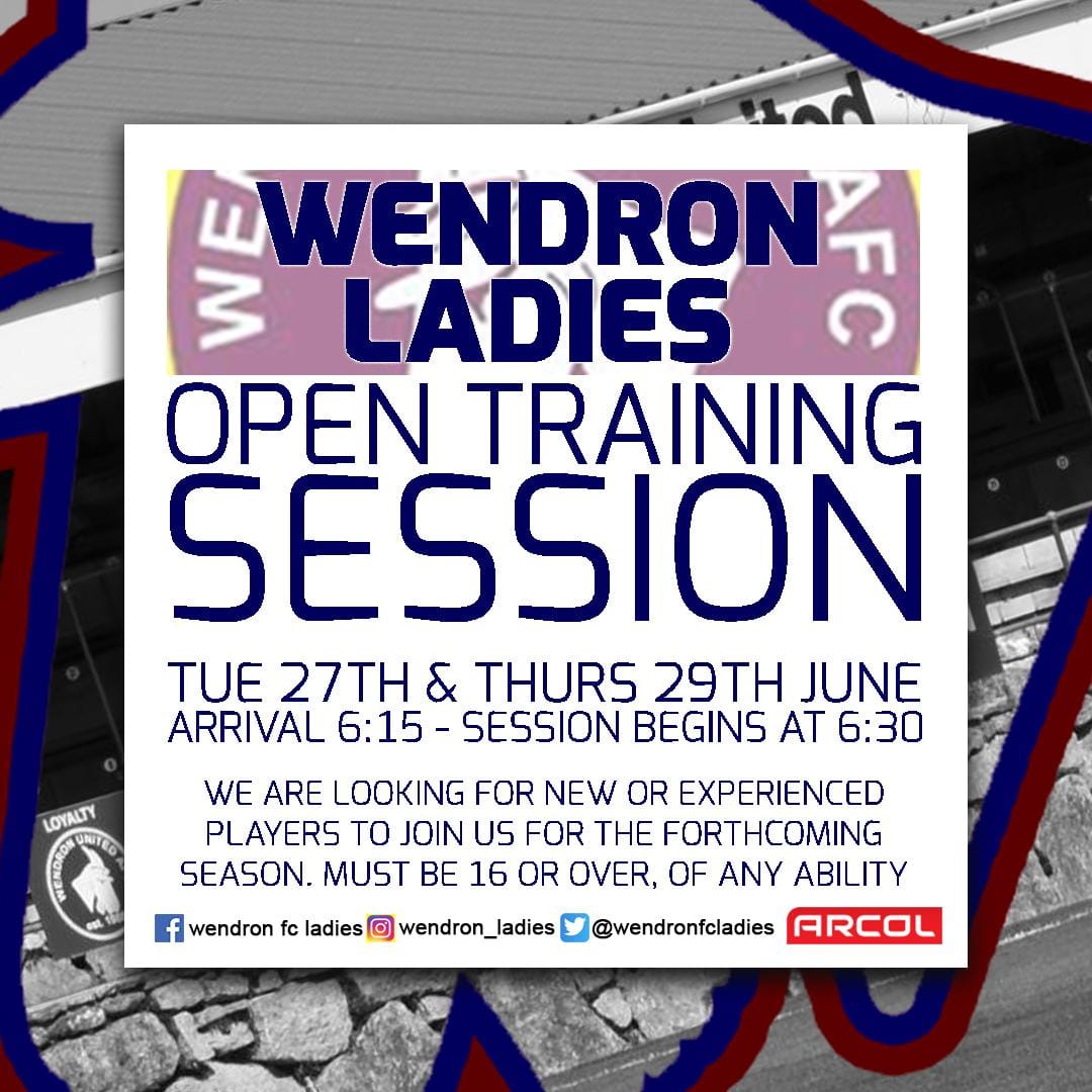 ANNOUNCEMENT

Tuesday 27th and Thursday 29th June we will be holding our open training sessions and starting our preseason training.

Our sessions are open to anyone aged 16+ & we accept any level of experience. 
@swsportsnews
@Cornishfootball
@sportscornwall
@Packetsport
⚽️🐐