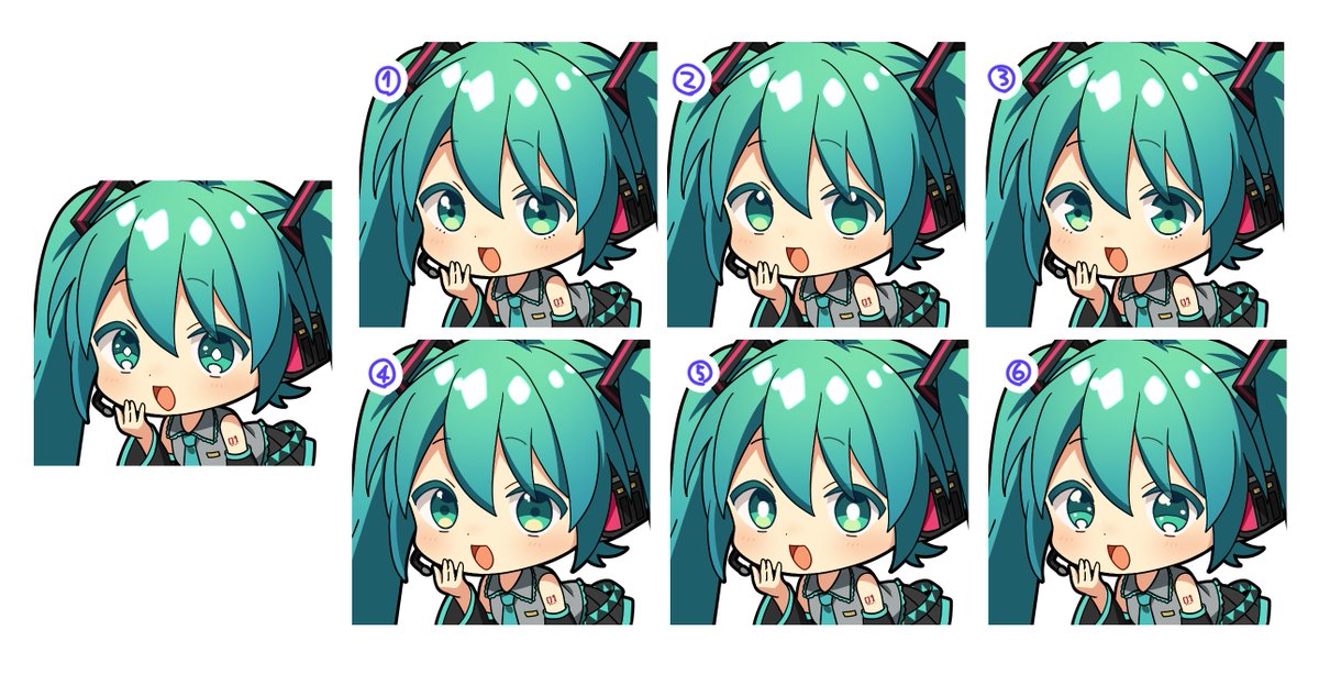 hatsune miku twintails chibi hands on own face long hair clone white background aqua hair  illustration images