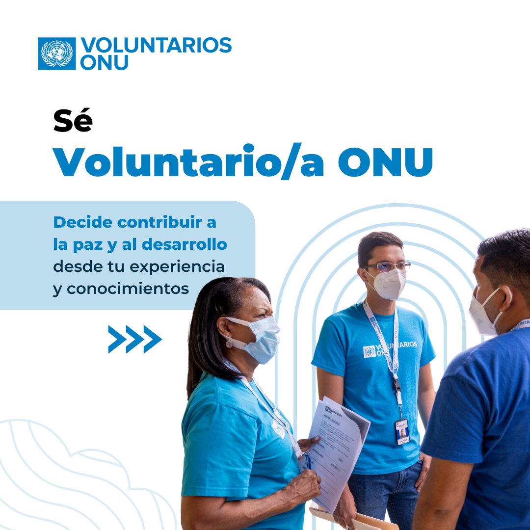 Dale un giro a tu vida convirtiéndote en Voluntario/a ONU 

-Estipendio mensual
-Cobertura médica (incluye dependientes)
-Vacaciones anuales (2.5 días por mes de asignación)
-Oportunidades de aprendizaje

Entérate más en bit.ly/DecideSerUNV
@‌unv_rolac 
#DecideSerVoluntari@